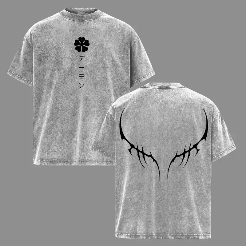Men's Asta Anime Pump Cover Gym T-Shirt - 230gsm Cotton, Oversized Vintage Washed, Heavy Cotton Athletic Apparel, Casual Fitness Wear, Lasts Longer Fitness Shirt, Black Clover Streetwear Top, Fitness Shirts
