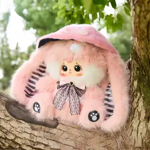 QiQi-Fluffy Ear Immortal Trail 800% Mystery Boxes Bag Pendant Bunny Plush Dolls Soft Collectibles （Hidden Style 1/24）