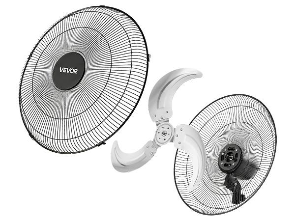 VEVOR 2-Pack 18 in Wall Mount Fans, Oscillating Wall-Mounted Cooling Fans with 3 Speeds, Long Airflow Distance, Adjustable Rotation Angle, Mechanical Powerful for Garage, Workshop, Cooling Fan