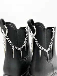 2pcs Conical Rivet Fringe Chain Shoe Buckles, Rock Style Sweet Cool Y2K Fashion, Boot Modification Decoration Accessories, Chain Shoe Charms