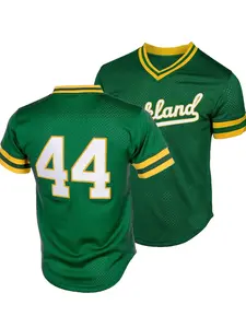 Men's #44 Embroidered Baseball Jersey, Breathable V Neck Button Shirt, Perfect Gift for Sports Fans, Outdoor Training Wear, Stylish Jersey