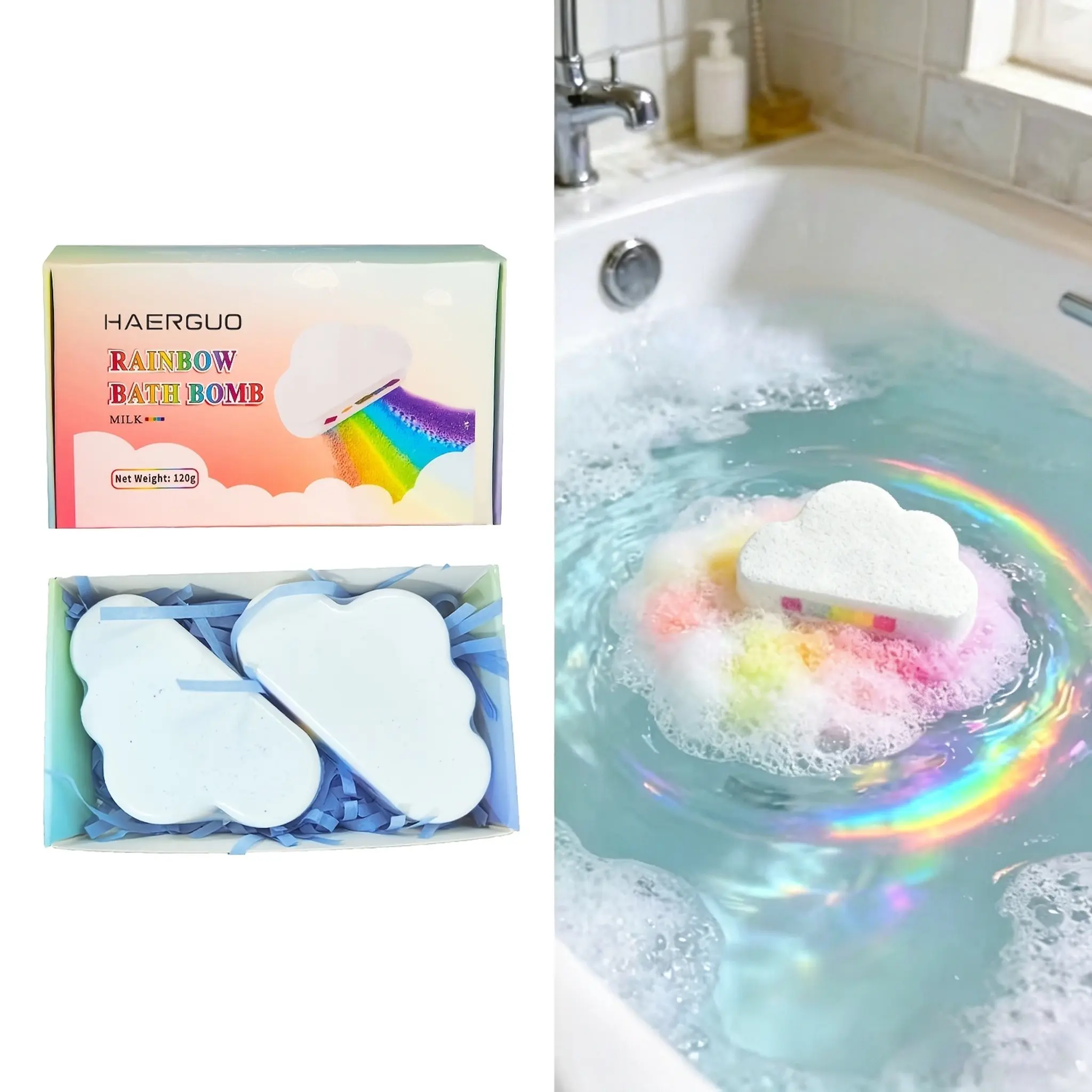 2 Pieces Box of Aromatherapy Bath Bombs, Bubble Bath Fizzy, Gentle Soothing Body Massage Bath Balls and Bath Salts Bath Treatments Body Care Gift for Children, Perfect for Christmas Halloween Birthday