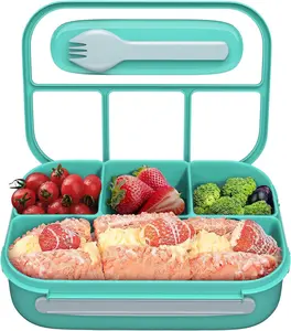 Bento Box Lunch Box With Four Compartments Made Of PP Material, Food-Grade Fresh-Keeping Box For Preserving Food, Microwave-Safe Lunch Box