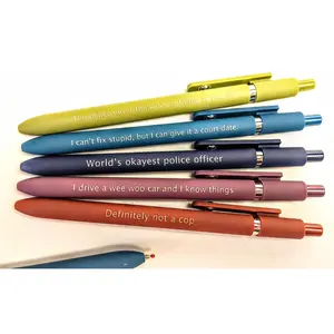Police Officer Pens｜Set of 5 Laser Engraved Soft Touch Pens｜Funny gifts | Cop | Badge Car | Academy Graduation