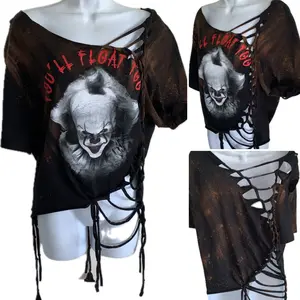 You’ll float too backless bleached Slitweave graphic t