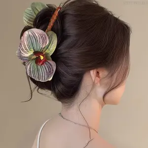High-end Phalaenopsis Flower Hair Claw Clip for Women, Artificial Floral Hair Catch, 2026 New Large Size Back Head Hair Accessory for Thick Hair