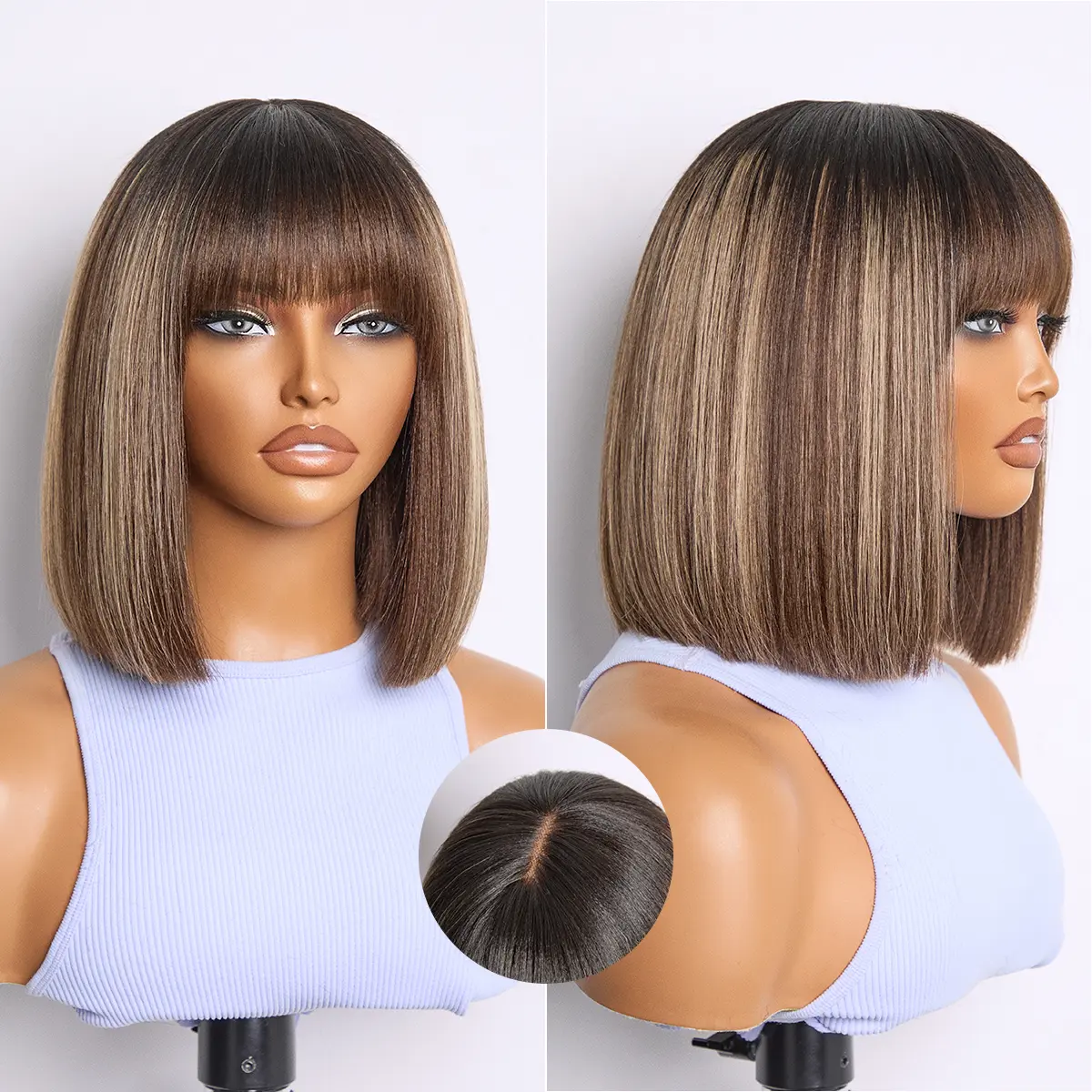 【LIVE】Beginner Friendly Honey Blonde Highlight Yaki Blunt Cut Bob Glueless Minimalist Lace Bob Wig with Bangs