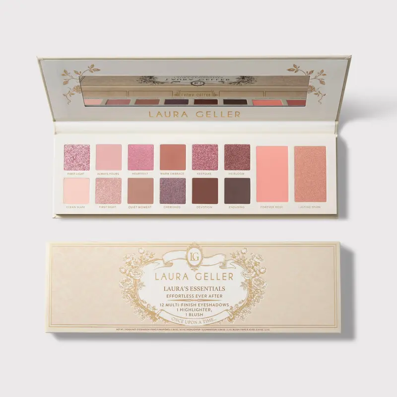 Laura Geller Laura's Essentials Effortless Ever After 12 Multi-Finish Eyeshadows, 1 Highlighter, 1 Blush