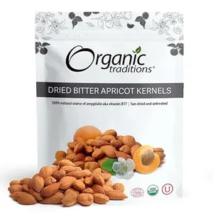 Organic Traditions Apricot Kernels – Sundried - Natural Source of Vitamin B17 – Sweet & Bitter Apricot Seeds, Nutrient-Dense Snack for Wellness – Perfect for Mindful Snacking - 8oz