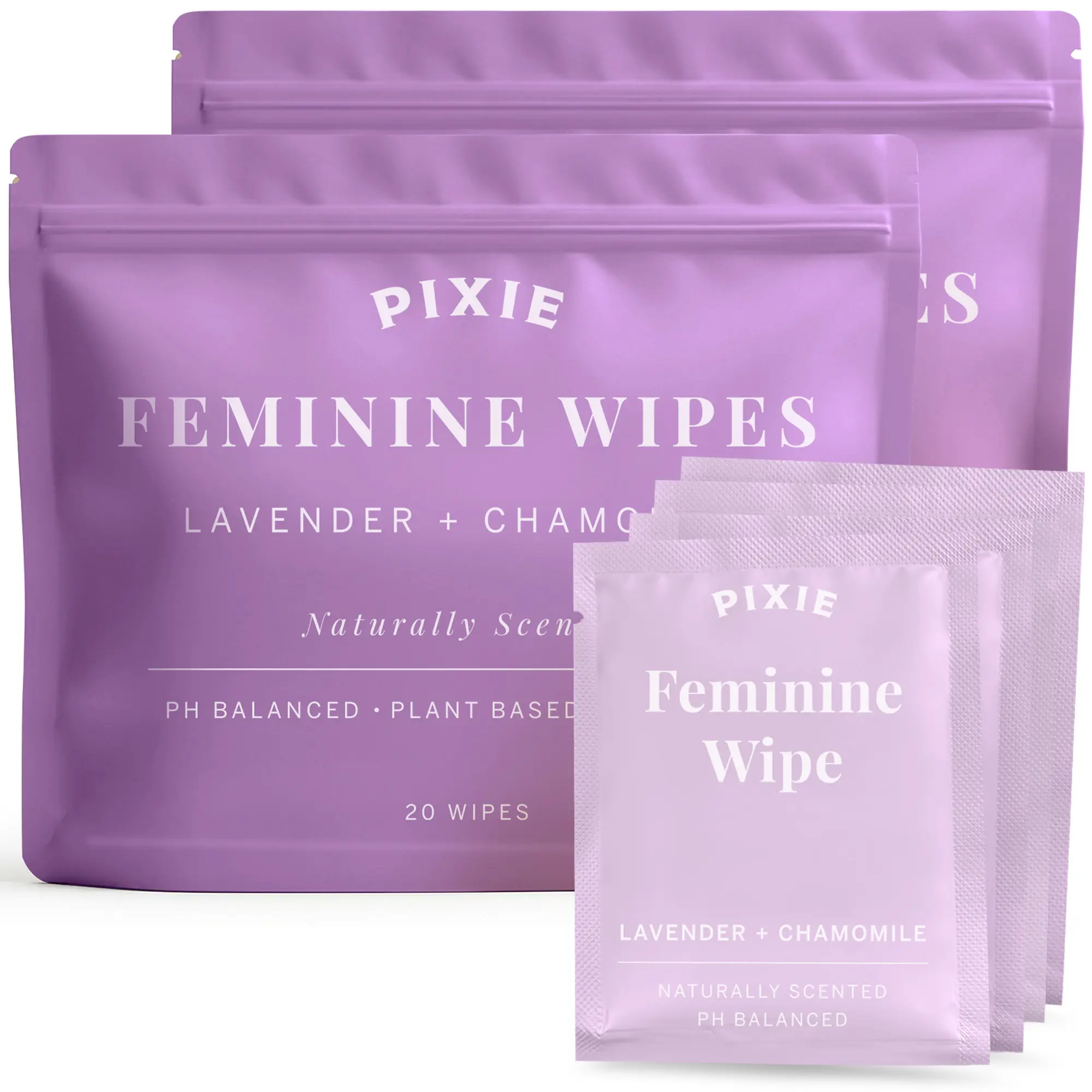 Pixie Menstrual Cup Wipes - Lavender Scented, Flushable, Biodegradable & pH Balanced - Individually Wrapped Wipes for Menstrual Cups & Discs, On-The-Go (40 Count)