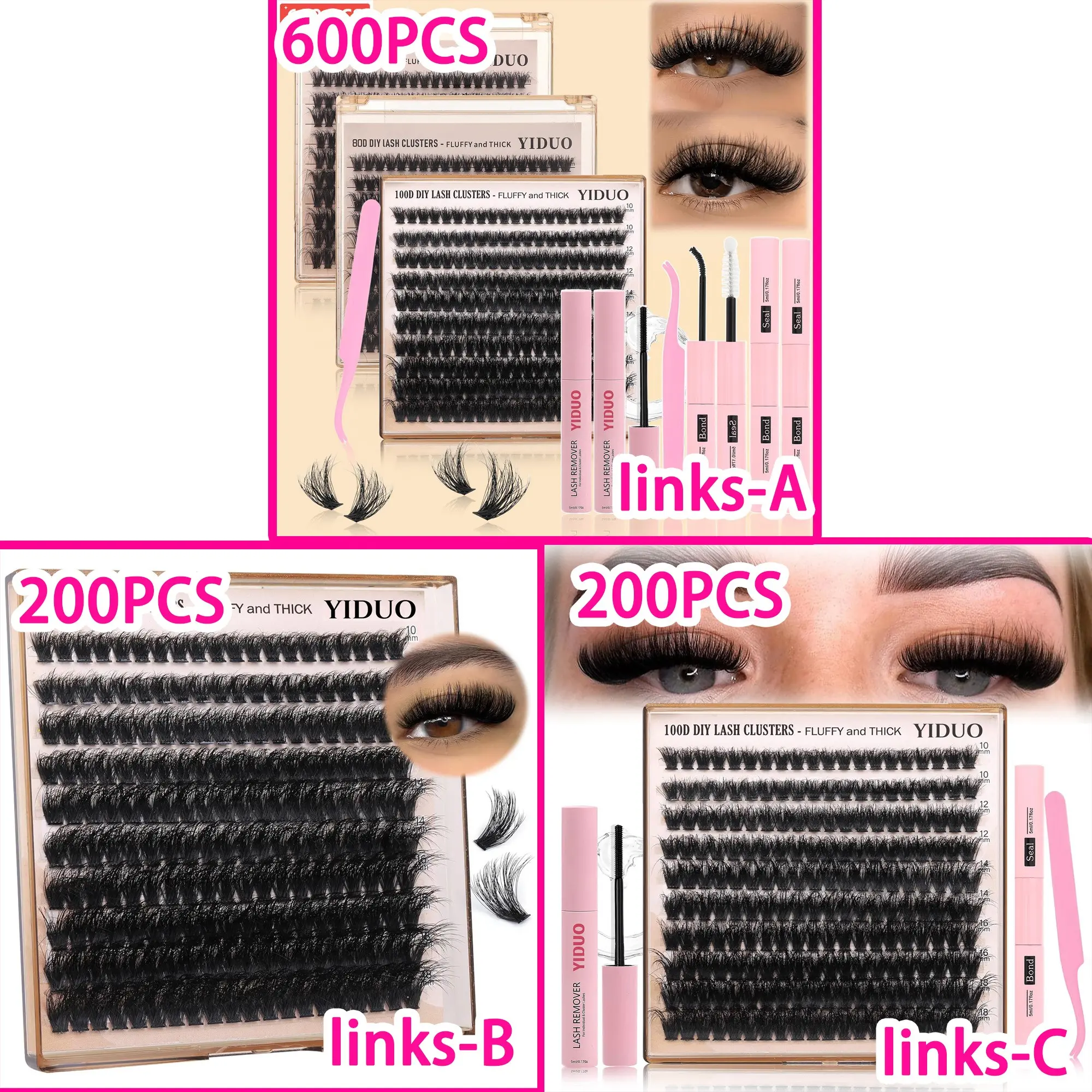 Volume Thick Lash Clusters,  10-18mm Mixed Length D Curvature Lash Clusters, Wispy Individual Eyelash Extensions Clusters, DIY Volume Lash for Beginners, DIY Volume Eyelashes, Cosmetic Eyelash