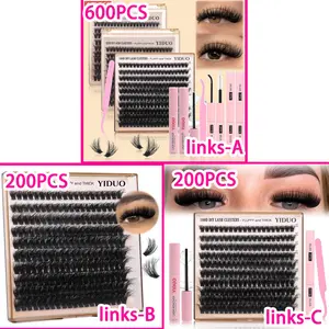 Volume Thick Lash Clusters,  10-18mm Mixed Length D Curvature Lash Clusters, Wispy Individual Eyelash Extensions Clusters, DIY Volume Lash for Beginners, DIY Volume Eyelashes