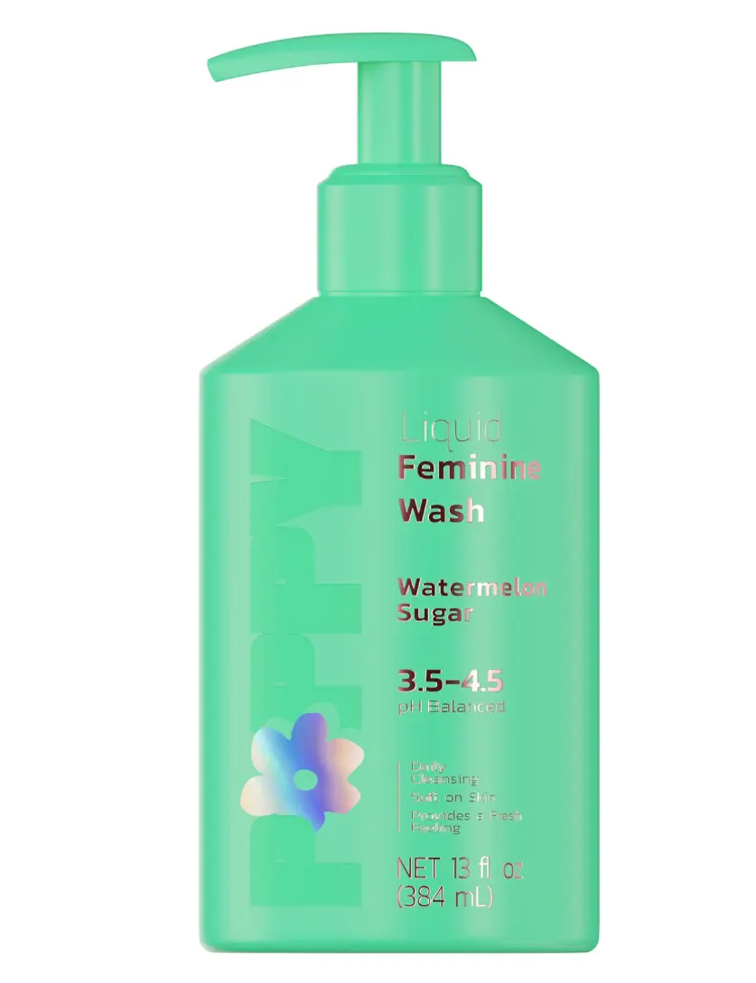 Poppy Intimate Feminine Wash, pH Balance Female Hygiene Cleansing Wash, Watermelon Sugar Scent, 13 fl oz