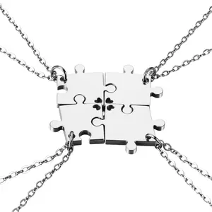 OIDEA 4-Piece Interlocking Heart Matching Set Necklaces, Stainless Steel Metal Puzzle-Piece Pendant Jewelry, Engravable BFF Sister Gift, Interlocking Heart Necklaces summerwins summerwins