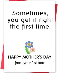 Funny Mother’s Day Card from Oldest Child, Unique Mothers Day Gift for Mom, Happy Mother’s Day Card from Your First Born, Sarcastic Mother's Day Card