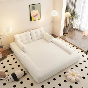ARCH Human Dog Bed 3 in 1 Foldable Sofa Bed for Adults and Pets Large Teddy Fabric Sleeper Guest Bed Multi Functional Lazy Couch for Living Room Playroom Beige White Comfort Foam Filled