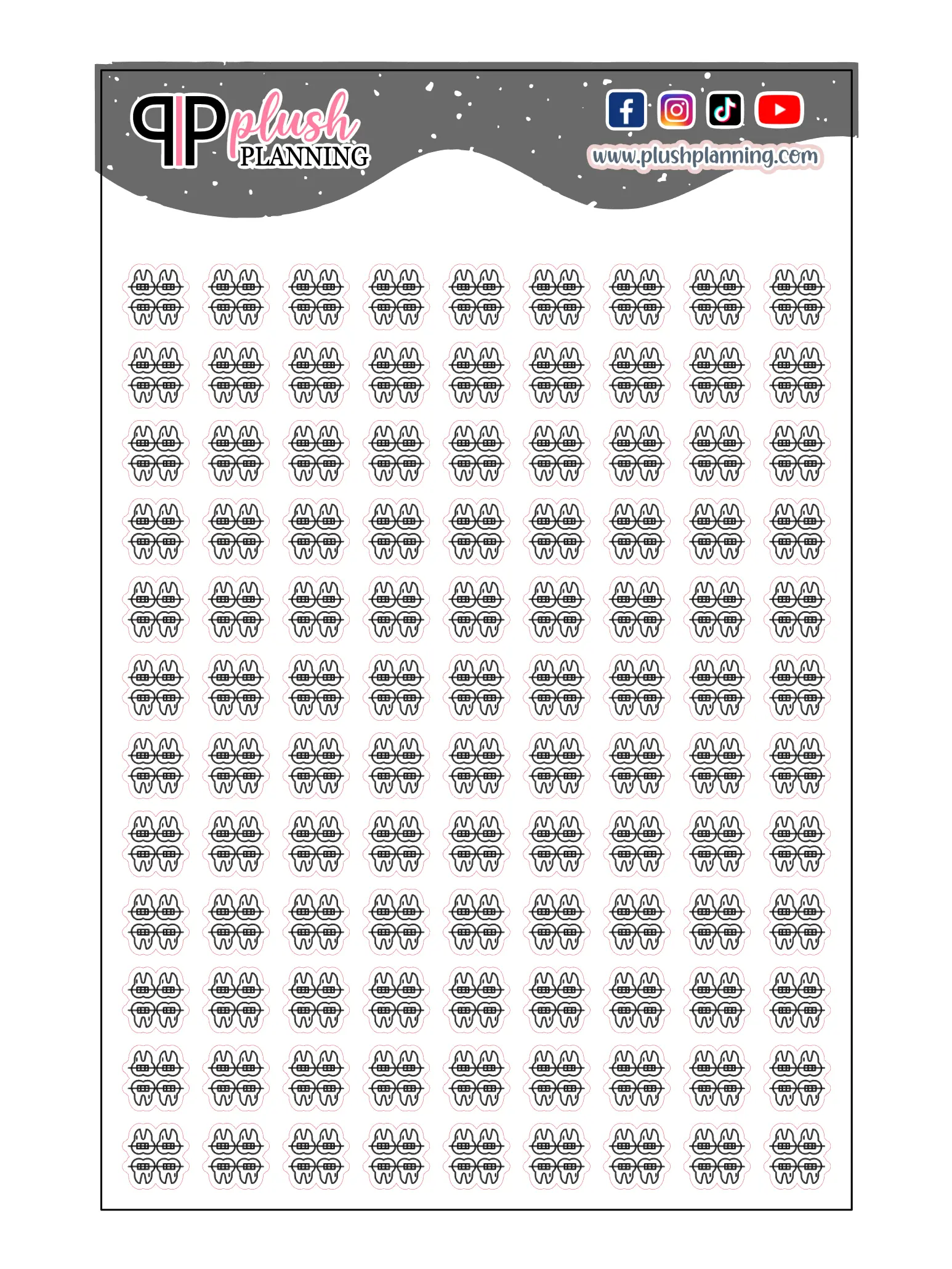 Orthodontist Braces Icon Planner Stickers, Ortho Braces Appointment