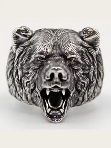 Men's Punk Style Bear Ring, Zinc Alloy, Unique Personality Fashion Accessory, All Season Wear, Wedding Engagement Party Fashionable Jewelry Versatile Gift, 1pcs
