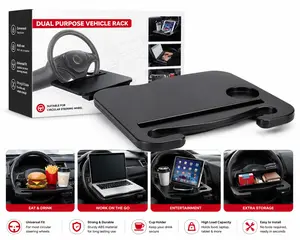 Dual Purpose Vehicle Rack Steering Wheel Table Car Laptop Food Tray Holder