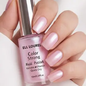 ELL LOUREL Salon Metallic Pink 10ml: Quick-drying with long-lasting shine, alcohol-free, and chip-resistant, for a natural, glossy manicure