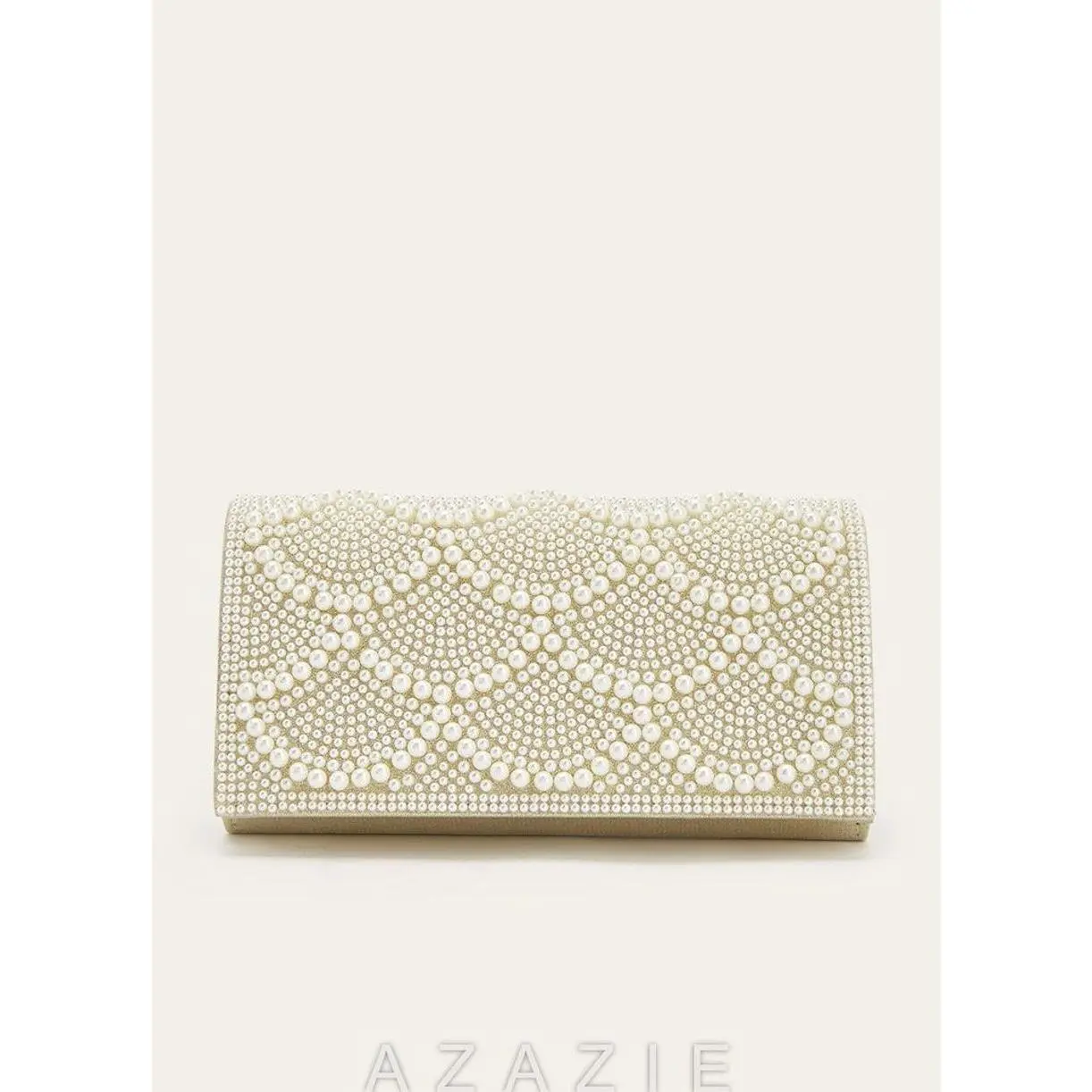Calf Skin Women's Handbags - Elegant Scalloped Pearl Embellished Envelope Clutch for Weddings & Bridal with Attachable Chain