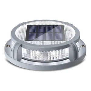 Siedinlar Solar Driveway Dock Lights, 2 Modes Warm & Cool White 16LED Solar Powered Deck & Marine Marker Lights, Waterproof Aluminum Ground Lights for Driveway, Outdoor Stair, Pathway, Patio, Walkway, Garden & Yard (1 Pack)
