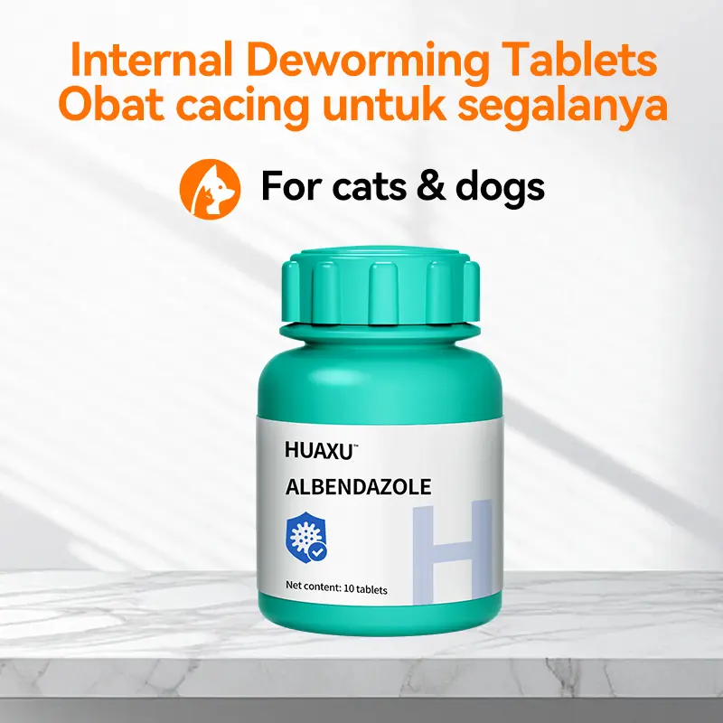 Albendazole for cats and dogs — deworming against parasites, fleas, ticks, skin itching, hair loss, bald patches, and mites.