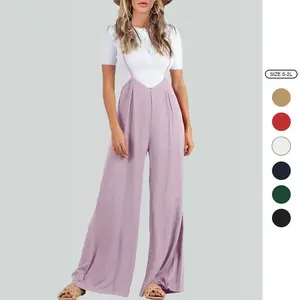 Imily Bela Womens Suspender Overalls High Waist Loose Sleeveless Wide Leg Jumpsuit Spaghetti Strap Baggy Long Romper