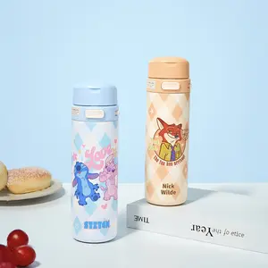 Disney One-Click Double Lid Insulated Cup 470ml- Nick Judy Stitch Lotso Cute Cartoon Tumblers,Portable Travel Cup for Kids & Adults Holiday gift