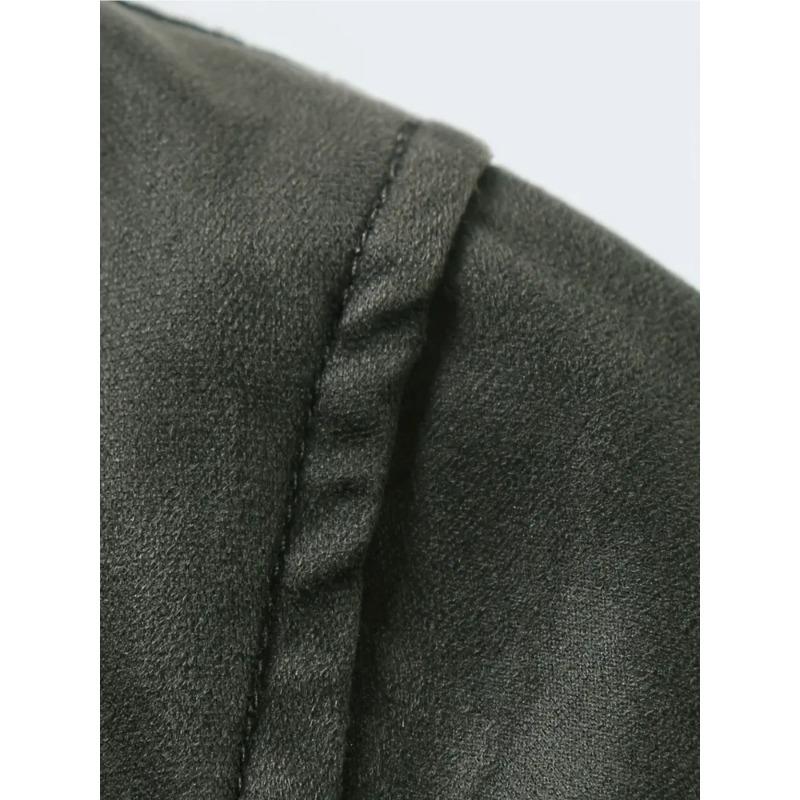 Warm fleece bomber jacket, men's casual roll-lapel button-down jacket jacket for autumn and winter