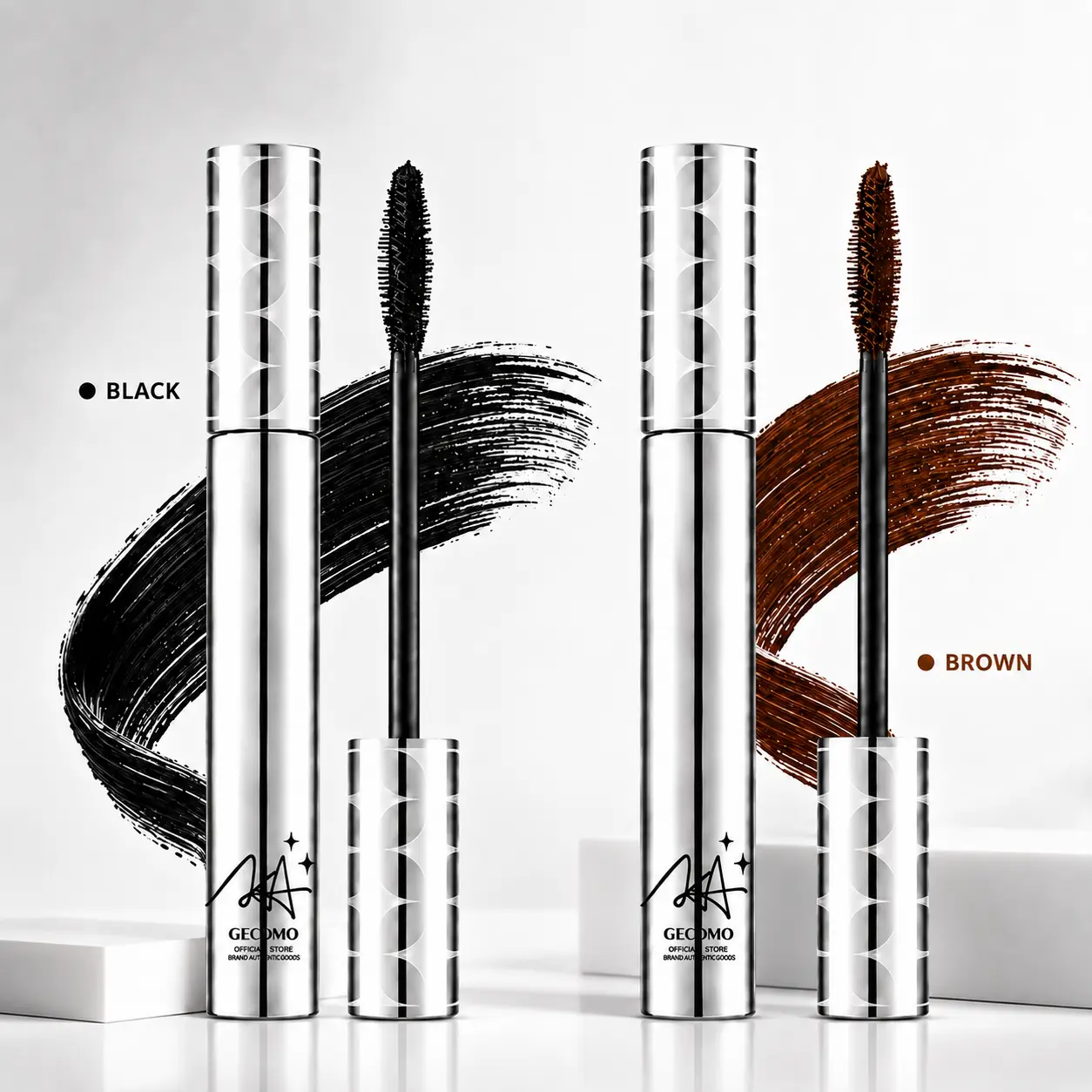 GECOMO Metal Wand Mascara, Lightweight Buildable Volumizing Formula, Curling Lash Lift Effect, Defined Fluffy Lashes for Daily Makeup