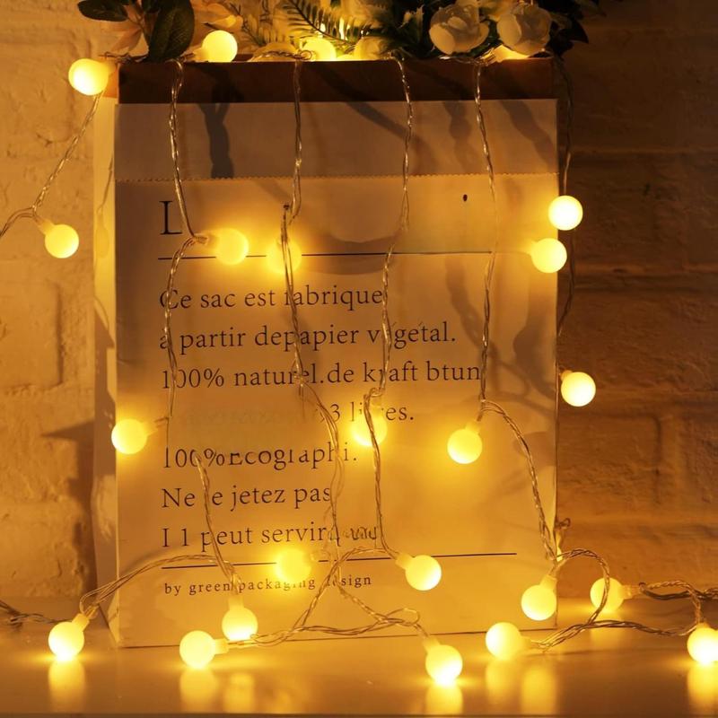 Globe String Lights, 33 Feet 100 Led Fairy Lights Plug in, 8 Modes with Remote Mini Globe Lights for Indoor Outdoor Bedroom Party Wedding Garden Christmas Tree Decor, Warm White