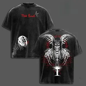 valentine shirts ''The End'' Eren Yeager T-Shirt Attack on Titan Anime Graphic Tee Final Season Oversized Acid Washed Cotton Shirt Anime Streetwear Casual Menswear Anime Merch Gift for Anime Fans AOT Lover