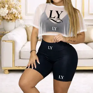 LaYaiBoutique LY 3-piece set: style, comfort, and elegance in a single look. It includes a top, high-waisted biker shorts, and a sheer blouse for a modern, sophisticated touch. Perfect for any occasion