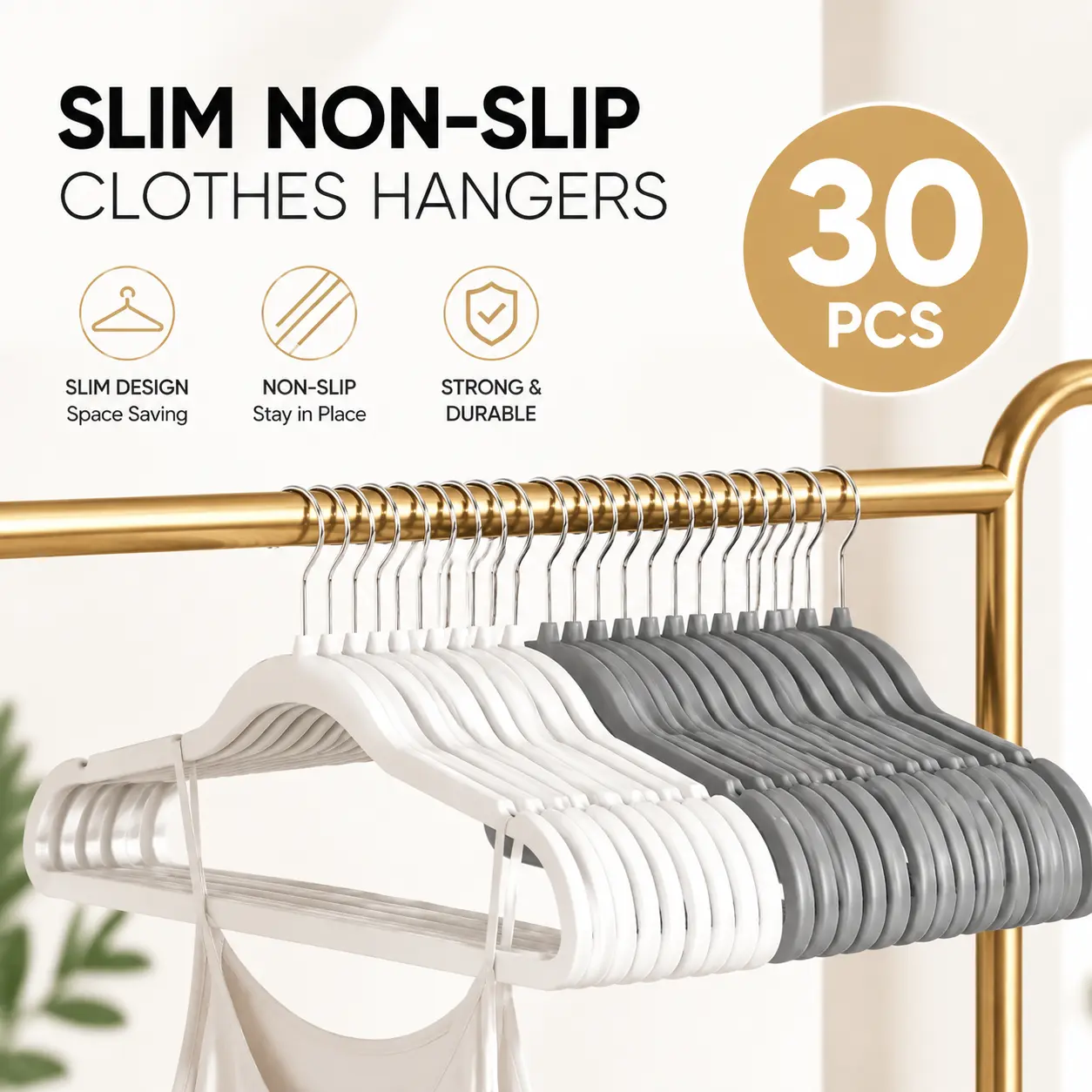 Velvet Coat Hangers - Slim Wire Home Organiser Hangers, Heavy-Duty, Non-Slip, Space-Saving Design with Ultra Grip, Anti-Rust 360° Swivel Hook, Suitable for Dresses, Coats, Ideal for Home, Apartment