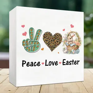 Peace Love Easter Themed Desktop Decoration, 1/10/20pcs Rabbit & Heart Pattern Desk Decor, Easter Decorations for Home Office Kitchen Cafe