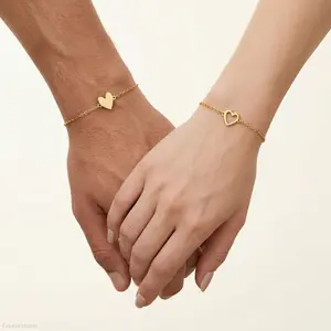 Matching Heart Bracelets for Women – Heart Charm and BFF Friendship Styles Simple ins style for girlfriends