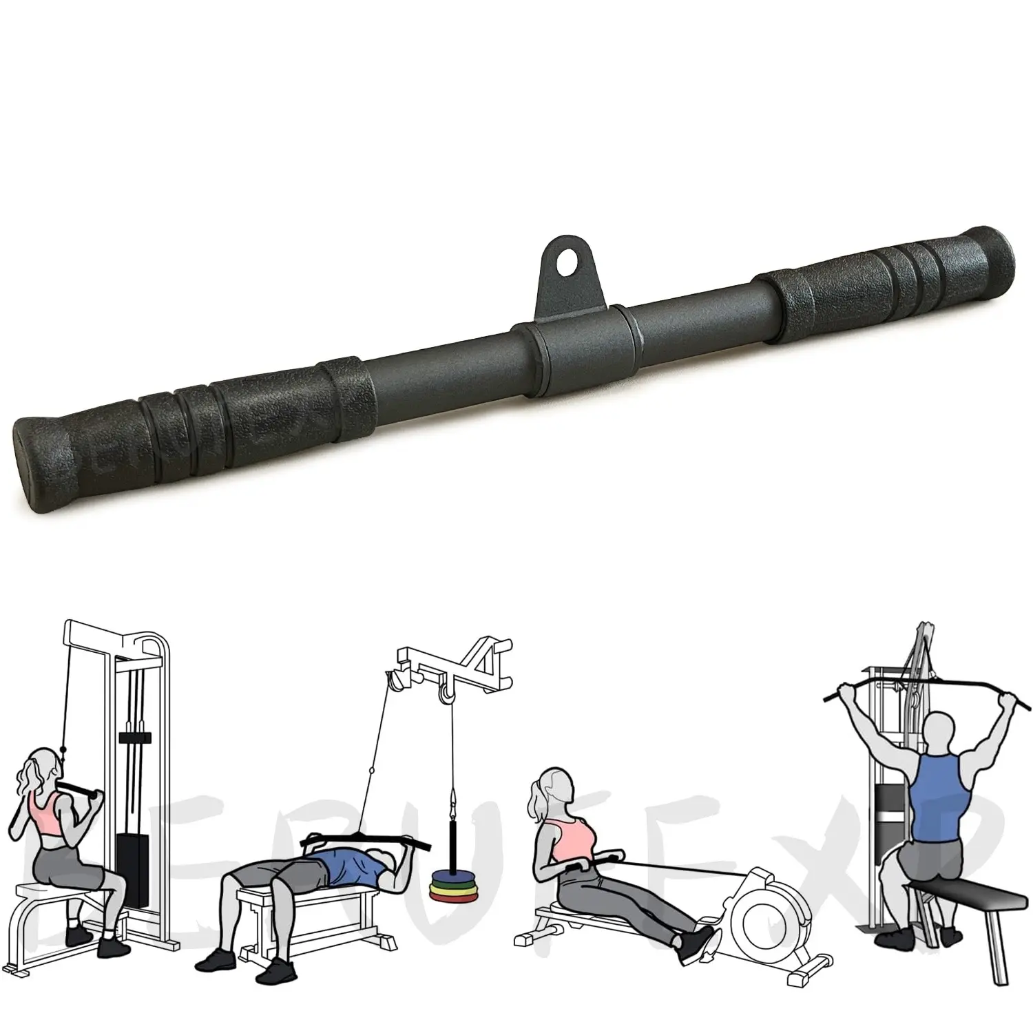 Straight Bar Pull Down Bar 360 Swivel Fitness Accessories, Gym Accessories, Exercise Equipment, Home Workout Lat Pulldown Cable Attachments Tricep Press Down Curl Bar for Pulley Cable Triceps Biceps Back Training Workout