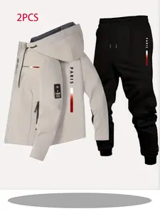 Men's Comfortable Casual Outdoor Jacket Set, Camping Hiking Fitness Daily Commute Breathable Durable Mountain Wear