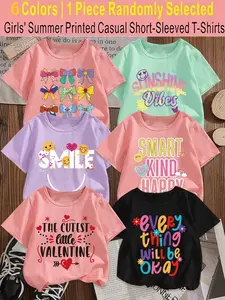 Randomly send 1pc from 6 Colors, 【Summer Casual T-shirts-Daily and Festive Party Knitted Tops-Comfortable Round Neck T-shirts-Birthday or School Uniforms-Professional Shirts, Fun Pattern T-shirts, Outdoor Styles】