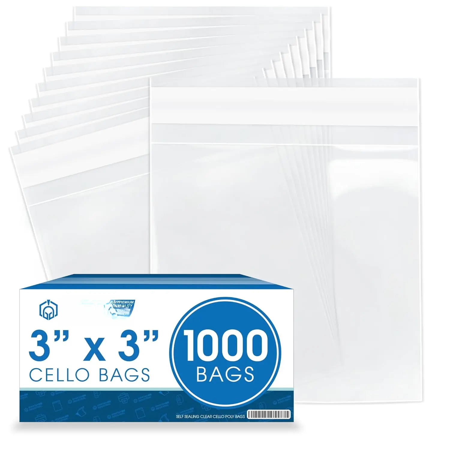 - 3" X 3" (1000 Count) Resealable Adhesive  Clear Cello Poly Bags for , , Party Favors - Self Seal