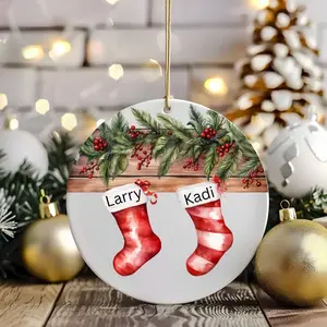 Personalized Christmas Stocking Family Ornament with Names for Festive Decor