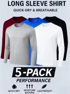Men's Long Sleeve Printed T-Shirt Set, Casual Loose Fit, Soft Fabric, Durable Stitching, Round Neck, Fall Wardrobe Essential, Clothes