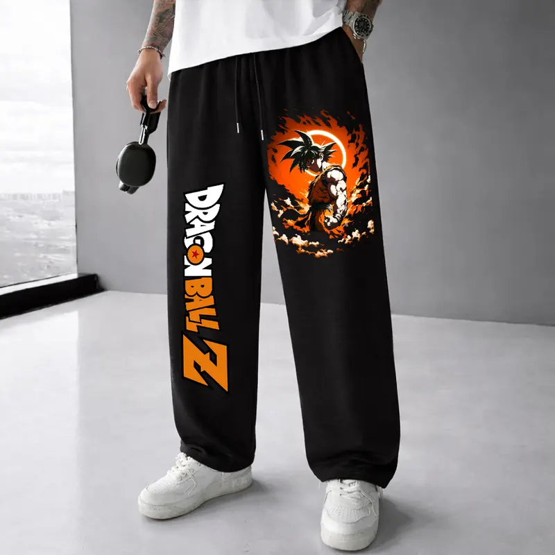 Urban Oversized Sports Pants Loose Lounge Pants Black & Gray Pants Streetwear Pants Women Outfits Casual Pants Daily Wear Pants
