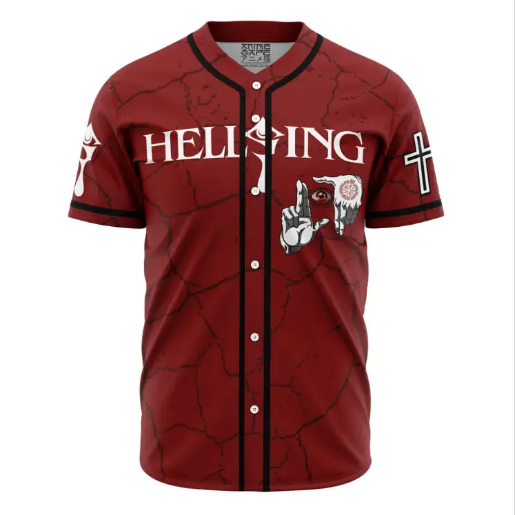 Hellsing Alucard Anime Baseball Jersey Button Up Shirt, Premium Breathable Polyester Athletic Streetwear Activewear, Perfect Cosplay Outfit and Gamer Gift for Men & Women