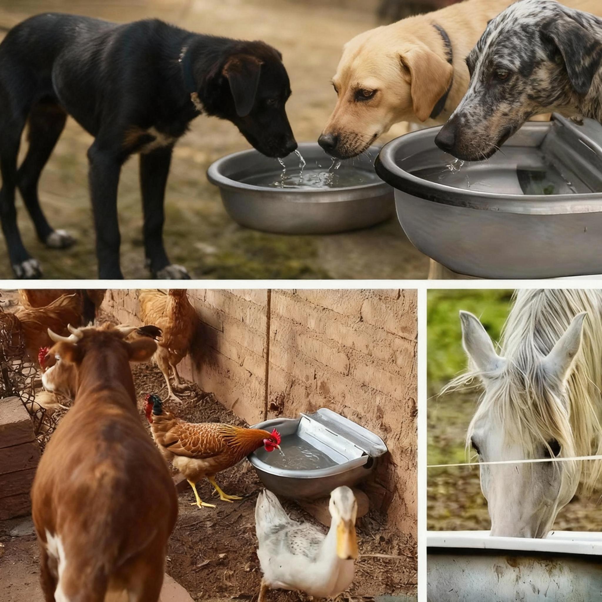 Stainless Steel Automatic Animal Water Bowl Dog Cat Poultry Water Dispenser with Drain Hole Float Valve Auto Water Level Control Hose Not Included