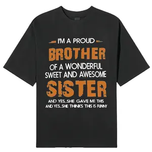 Men's "brother and sister" T-shirt, crew neck casual wear, spring and summer.