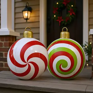 Giant Inflatable Christmas Decorations - Red And White Striped Candy Canes, Green And White Spiral Balls, Snowflake Reindeer - Indoor/Outdoor Holiday Decorations, Party Decoration Supplies, Suitable For Christmas, Weddings, And Christmas Festivals