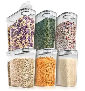 Airtight Food Storage Dispensers - 6 Pack (Capacity 4L/16.9Cups) - 4.4" L x 9.5" W x 9.37" H