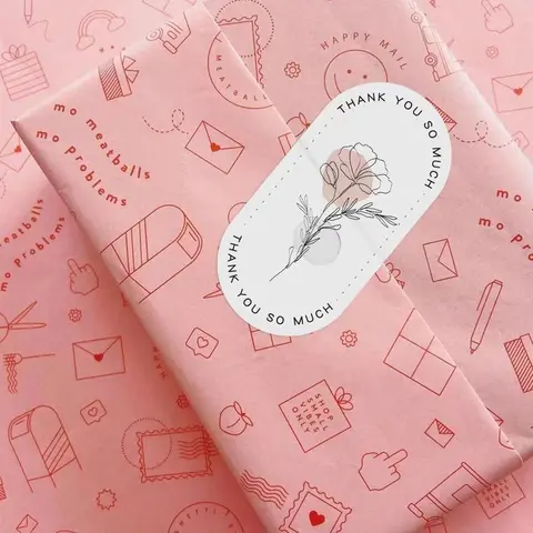 Floral Pattern Thank You Stickers, 100pcs/pack Self Adhesive Decorative Sticker, DIY Sealing Stickers for Gift Boxes, Sticker Sheets